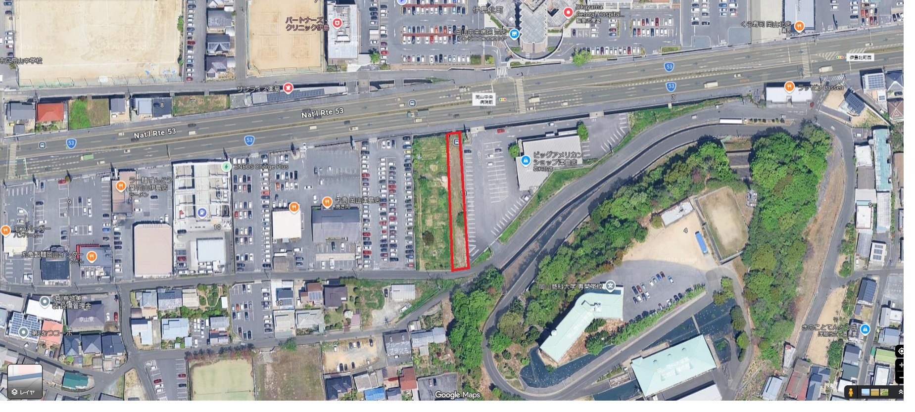 幹線道路沿いの店舗用地です。地形が南北に長いため、価格を大幅ダウンしています。店舗兼住宅におすすめです　土地【更地】